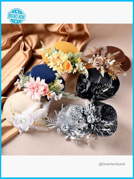 Mini Derby Fascinator Hat Handmade Retro High Tea Party Top Hair Clip Veil